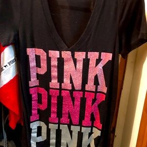 T shirt black size small pink Victoria secret